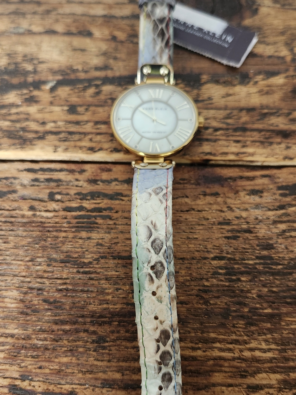 Anne Klein Women's Gold-tone Watch with MERMAID Snake-Embossed Strap - Picture 4 of 14